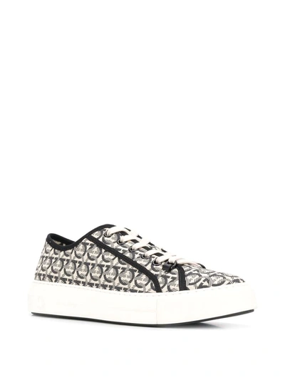 Shop Ferragamo Gancini Print Low-top Sneakers In Neutrals