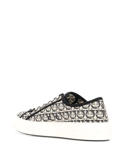 Shop Ferragamo Gancini Print Low-top Sneakers In Neutrals