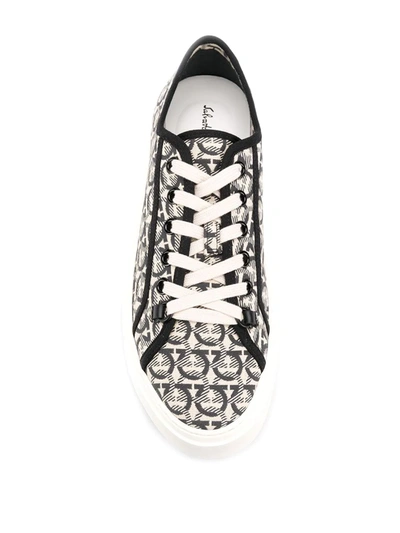 Shop Ferragamo Gancini Print Low-top Sneakers In Neutrals