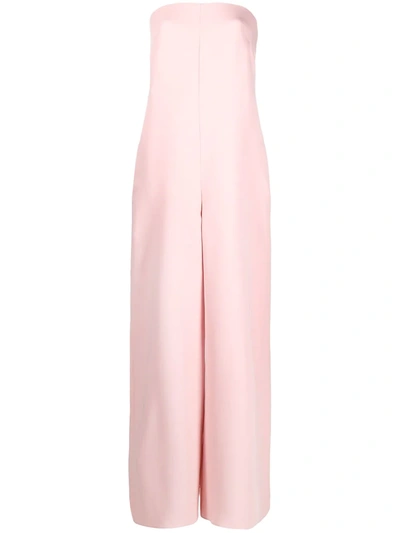 Shop Valentino Strapless Wide-leg Jumpsuit In Pink