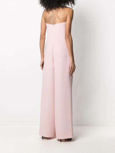 Shop Valentino Strapless Wide-leg Jumpsuit In Pink
