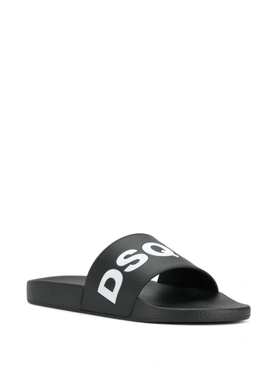 Dsquared2 Dsquared Logo Print Slide Sandals In Black | ModeSens