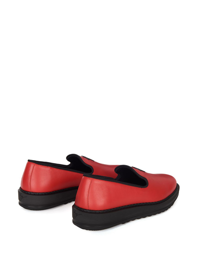 Giuseppe Zanotti Slip-on Leather Slippers With Logo Detail In Red