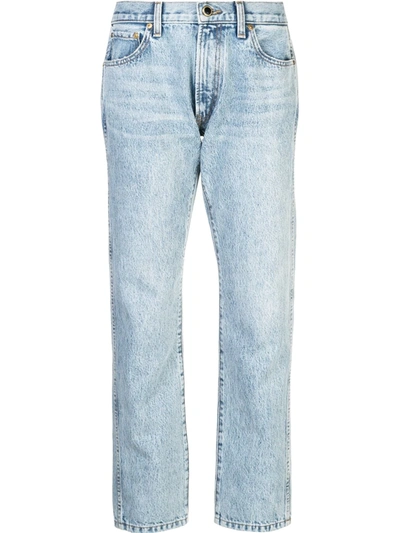 Shop Khaite Cropped Boyfriend Jeans In Blue