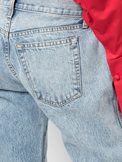 Shop Khaite Cropped Boyfriend Jeans In Blue