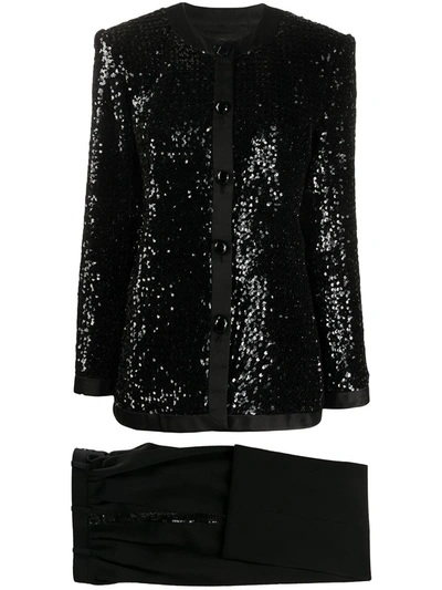 Pre-owned Saint Laurent Sequin-embellished Two-piece Suit` In Black