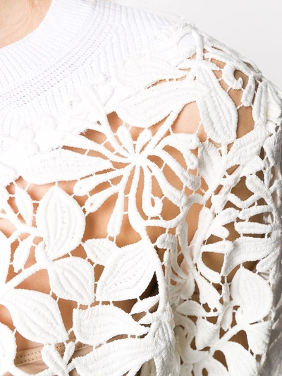 Shop N°21 Floral Crochet Panels Knitted Top In White