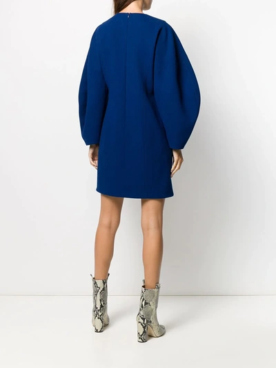 Givenchy Lantern-sleeve Deep-v Dress In Blue