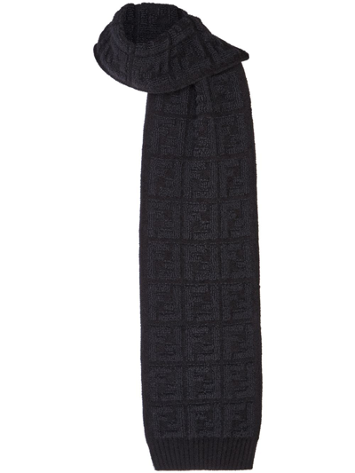 Shop Fendi Ff Textured Scarf In Black