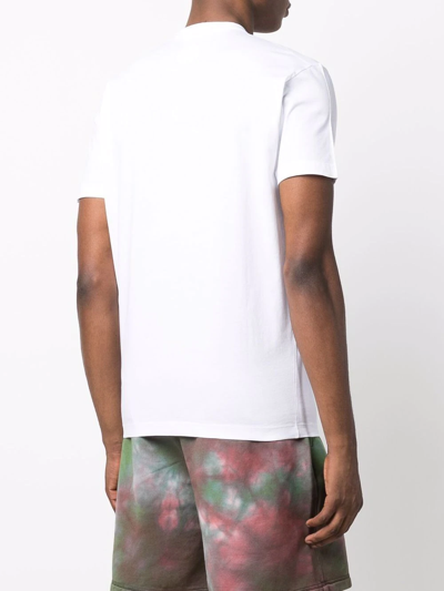 Dsquared2 'palm Beach' White Crewneck T-shirt With Multicolor Logo Print In White