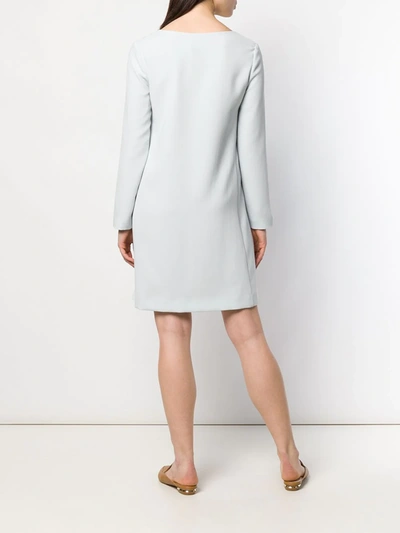 Long Sleeve Paneled Shift Dress In Silver Ice