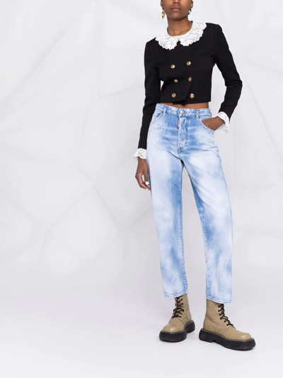 Dsquared2 Blue Bleached Effect Straight-leg Jeans In Blue