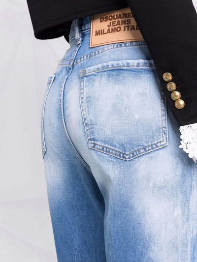 Dsquared2 Blue Bleached Effect Straight-leg Jeans In Blue