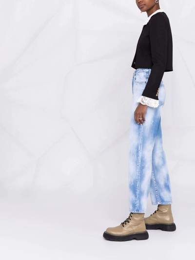 Dsquared2 Blue Bleached Effect Straight-leg Jeans In Blue