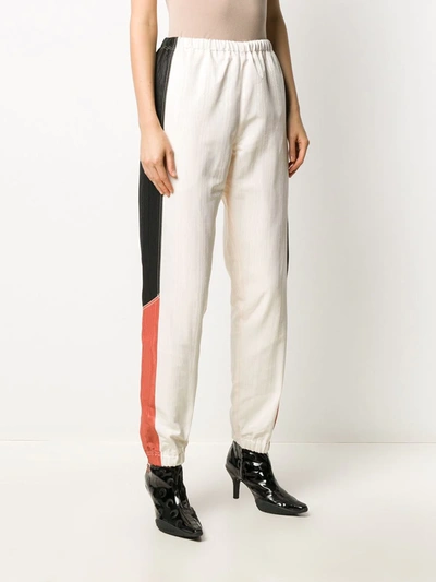 Shop Marine Serre Contrast Panel Cuffed Trousers In Neutrals