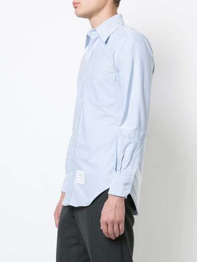 Thom Browne Extra Trim Fit Oxford Shirt With Grosgrain Trim In Blue