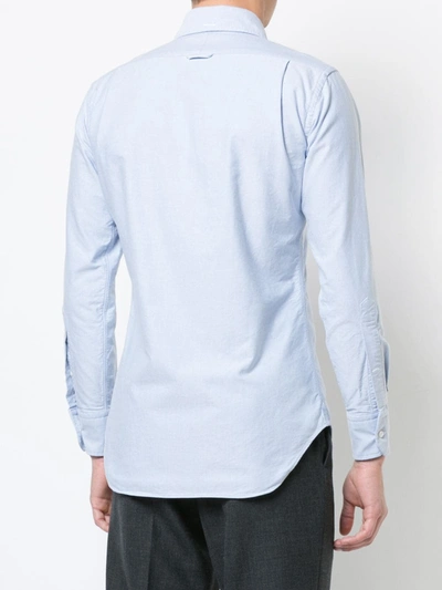 Thom Browne Extra Trim Fit Oxford Shirt With Grosgrain Trim In Blue