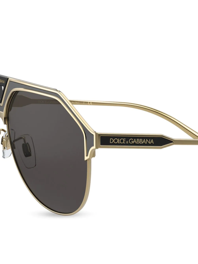 Shop Dolce & Gabbana Dg2257 Pilot Frame Sunglasses In Gold