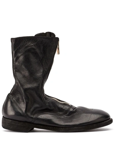 Shop Guidi Zipped Low-heel Ankle Boots In Black