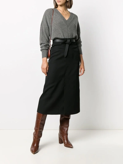 Shop Isabel Marant Midi-length Tonal Stitch Skirt In Black