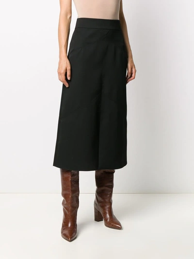 Shop Isabel Marant Midi-length Tonal Stitch Skirt In Black