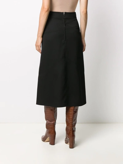 Shop Isabel Marant Midi-length Tonal Stitch Skirt In Black
