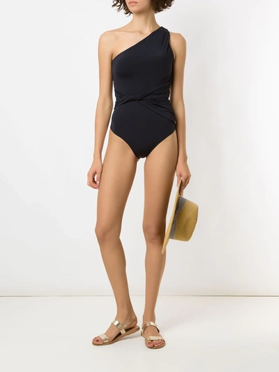 Shop Brigitte Alessandra Draped Swimsuit In Black