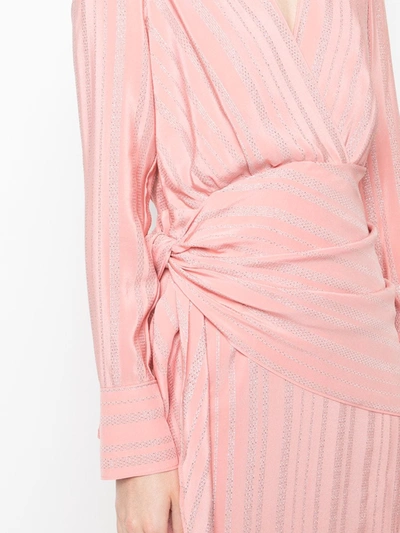 ALTUZARRA METALLIC STRIPED DRESS - 粉色