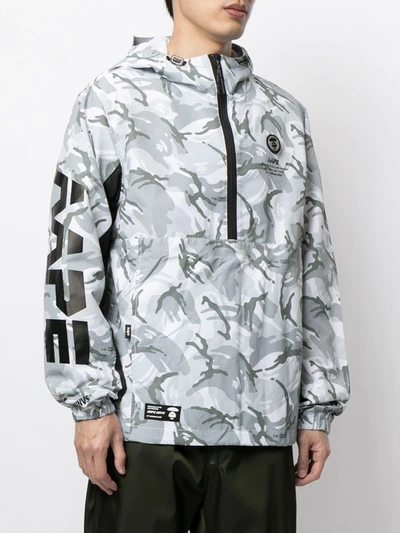 Shop Aape By A Bathing Ape Camouflage Print Hooded Windbreaker In White