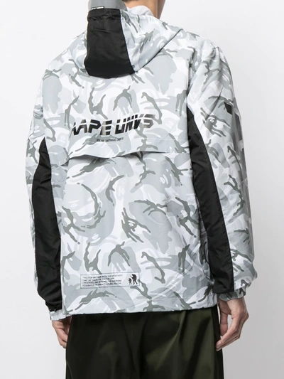 Shop Aape By A Bathing Ape Camouflage Print Hooded Windbreaker In White