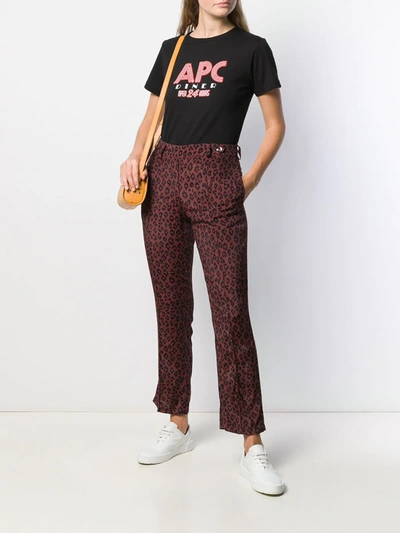 Apc Cropped Leopard Print Trousers In Red