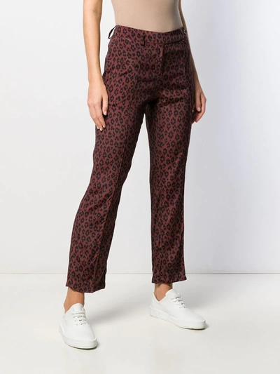 Apc Cropped Leopard Print Trousers In Red