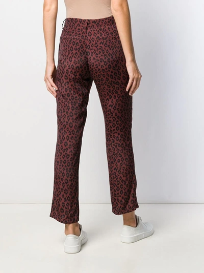 Apc Cropped Leopard Print Trousers In Red