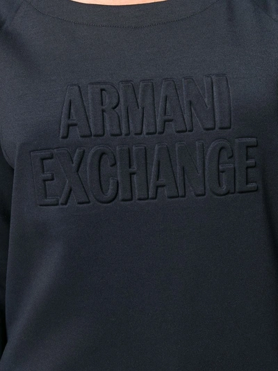 Shop Armani Exchange Logo Embossed Jumper In Blue