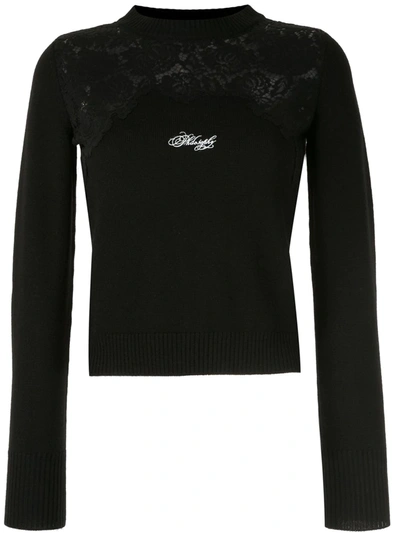Shop Philosophy Di Lorenzo Serafini Lace-panel Sweater In Black