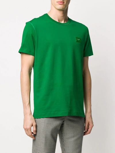Shop Dolce & Gabbana Logo-tag Cotton T-shirt In Green