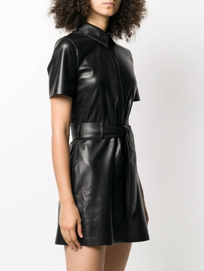 Shop Nanushka Faux-leather Shirt Dress In Black