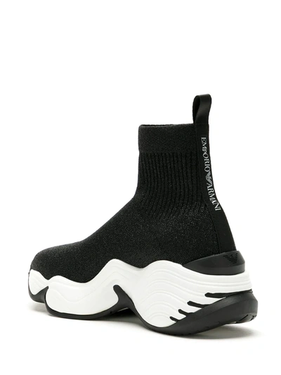 Shop Emporio Armani High-top Sock Sneakers In Black