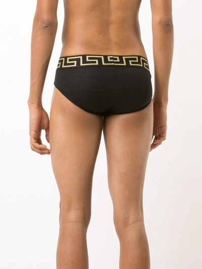 Shop Versace Greca Stretch Briefs Pack Of Two In Black