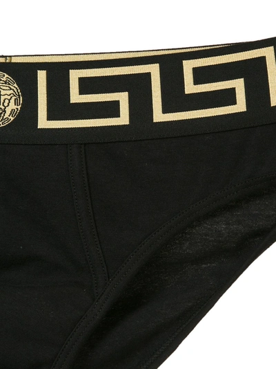 Shop Versace Greca Stretch Briefs Pack Of Two In Black