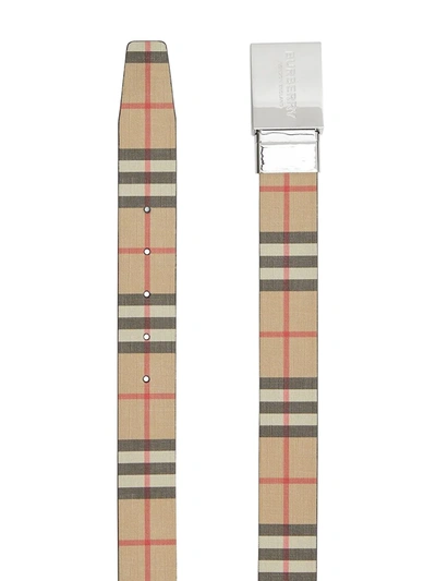 Burberry Beige Classic Check Coated Canvas Barnsfield Plaque Belt 75CM  Burberry