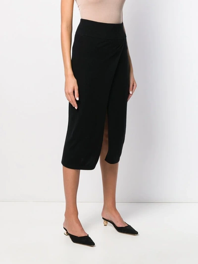 Shop Cashmere In Love Wrap Midi Lucia Skirt In Black