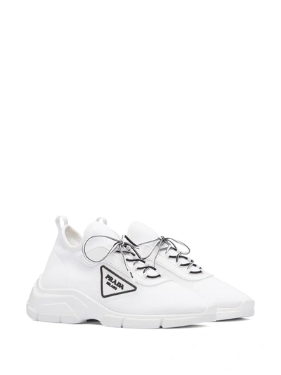 Shop Prada Knit Low-top Sneakers In White