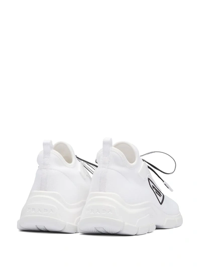 Shop Prada Knit Low-top Sneakers In White