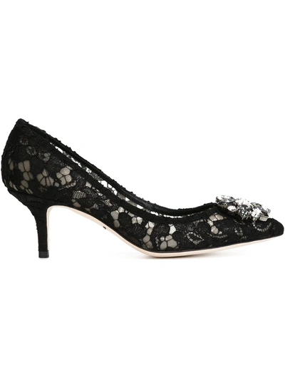 Shop Dolce & Gabbana Rainbow Lace 60mm Brooch-detail Pumps In Black