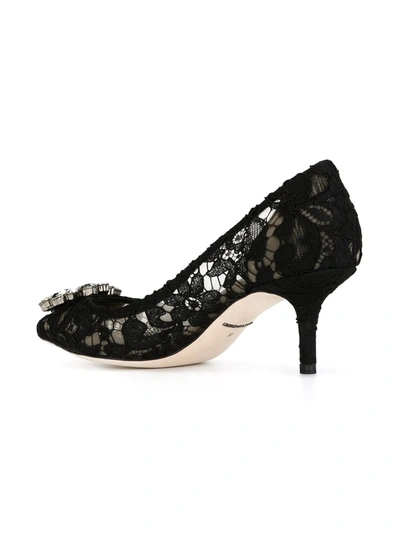 Dolce & Gabbana Scarpe Con Tacco In Pizzo Blu Notte Donna In Black