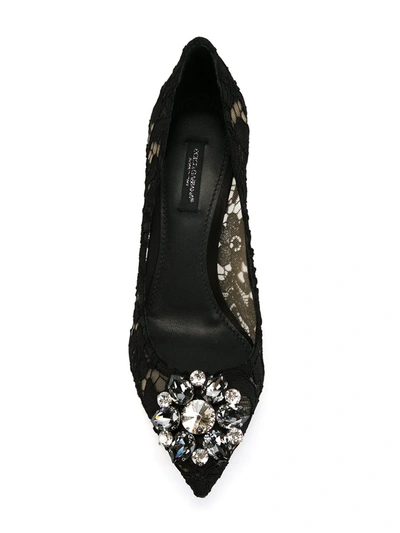 Dolce & Gabbana Scarpe Con Tacco In Pizzo Blu Notte Donna In Black