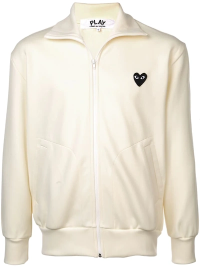 Shop Comme Des Garçons Play Heart Logo Track Jacket In Neutrals