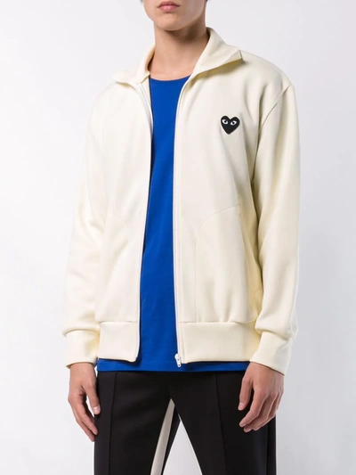 Shop Comme Des Garçons Play Heart Logo Track Jacket In Neutrals