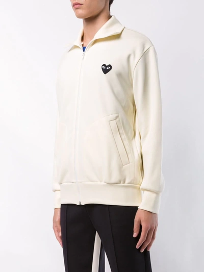 Shop Comme Des Garçons Play Heart Logo Track Jacket In Neutrals